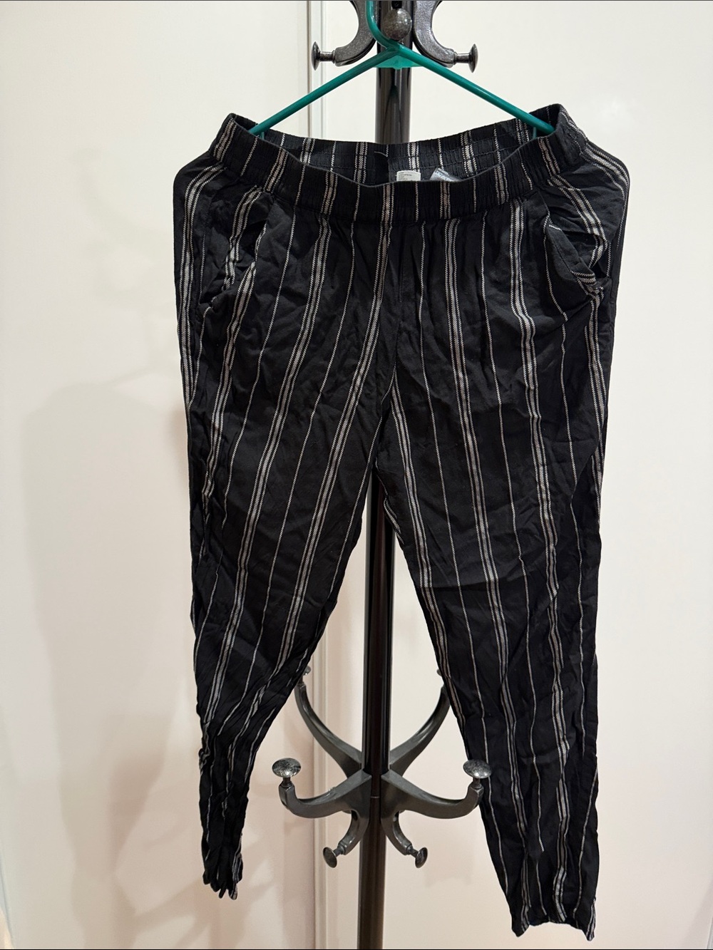 H&M Black Women’s Striped Chinos